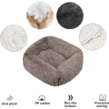 Miniatyrbilde 3 av 5: Rektangulær hundekurv Hundepute Plysj Katteseng, Vaskbar Kattepute Plysj Dyrepute Putedyr Putedyr Egnet Varm for Høst Vinterbruk (S, Beige)
