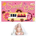 Miniatyrbilde 4 av 5: Truck Sweet One Bakgrunn Gratulerer Med 1-Årsdag Første Bursdag Baby Jenter Donut Fotografering Bakgrunn 1-Årsdag Festdekorasjoner Banner