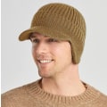 Miniatyrbillede 4 af 5: Herre Vinterhue med Varm For, Herre Strikket Fleece Hue, Herre Varm Vinterhuer med Ørevarmere til Udendørsaktiviteter, Khaki