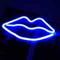 Miniatyrbillede 4 af 5: LIGHTS Hjerte LED Neon Lys, Dekorativ Natlampe Vægindretning til Soveværelse Stue Børneværelse Bryllupsfest Jul (Blå Læbe)