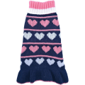 Miniatyrbillede 1 af 5: Pet Hund Lang Striktrøjer Kjole Strik Turtleneck Pullover Varm Vinter Hvalp Sweater Lange Kjoler (Navy Hjerte, Lille)