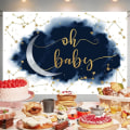 Miniatyrbild 2 av 5: Oh Baby Nyfödd Kön Avslöja Bakgrund Kön Avslöja Fest Dekorationer Banner Blå Vit Moln Glitter Stjärna Fotografi Bakgrund Fotobås Rekvisita