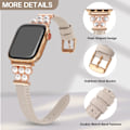 Miniatyrbilde 2 av 10: Passer til Apple watchS10-1 generasjons klokkearmbånd mikrofiber skinn liten midje perle moterem Black 42mm/44mm/45mm/46mm/49mm