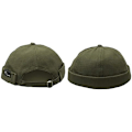 Pikkukuva 3 / 5: Lipaton hattu Beanie Skullcap Työntekijä Sailor Cap Retro Rolled Cuff Skull Caps säädettävällä（Vihreä）