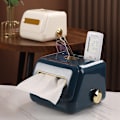 Miniatyrbillede 4 af 5: Retro Tissue Cover Box med opbevaringsbakke, Tissue Holder, Facial Paper Organizer, til køkken, badeværelsesforfængelighedsbordplader, soveværelseskommoder（Blå）