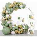 Miniatyrbilde 5 av 5: Salviegrønn ballongbue-sett - olivengrønne, gullfargede og hvite ballonger til babyshower, bursdagsfest og bryllupsdekorasjoner