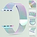 Miniatyrbillede 4 af 5: Kvinder og mænd, rustfrit stål mesh loop magnetisk spænde udskiftning til iWatch-remme (41mm/40mm/38mm, regnbue).