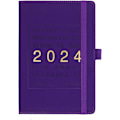 Miniatyrbillede 1 af 5: 2024 Planlægger Faux Læder Cover 12 Månedlig Ugentlig Agenda Notebook med Elastisk Lukning Loop Serie Agenda Notebook, LILLA, 1stk