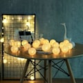 Miniatyrbillede 3 af 5: Bomuldsbold Fe Lyskæde - 3,8M 20 LED Lyskæde med Stik til Soveværelse Gardin Fest Jul Fødselsdag Halloween Bryllup Børneværelse Romantisk Dekoration