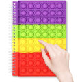 Miniatyrbillede 1 af 4: Foret Journal Notebook Fidget Notebook Pop Maleri Skrive Noter Push Silikone Cover Sensorisk Boble Foret Spiral Stress Relief（regnbuefarver）