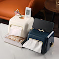 Miniatyrbillede 2 af 5: Retro Tissue Cover Box med opbevaringsbakke, Tissue Holder, Facial Paper Organizer, til køkken, badeværelsesforfængelighedsbordplader, soveværelseskommoder（Hvid）