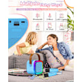 Miniatyrbilde 4 av 7: Karaoke Maskin Barn med 2 Trådløse Mikrofoner Bærbar Bluetooth Høyttaler Karaoke Maskin for Jenter med LED Lys, Morsomme Bursdagsgaver for 4 5 6 Blue