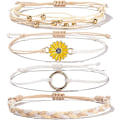 Miniatyrbillede 1 af 5: Solsikke snor armbånd håndlavet flettet reb charme Boho surfer armbånd til teenagepiger kvinder