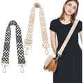 2 Pieces Adjustable Shoulder Straps for Bags 3.8 cm Bag Strap Shoulder Strap Wide Handbag Strap with Striped Pattern Boho 70-130 cm with Carabiner