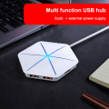 Miniatyrbillede 7 af 7: USB Hub Vertikal Data Hub med Langt Kabel - 6 Porte USB Forlængerkabel Ekstra USB Porte-Hvid (farverig glød uden OTG-funktion)