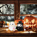 Miniatyrbillede 4 af 4: 2 stk. Pestlæge Krager Bløde Plysdyr 7,8\" , Sød Krager Læge Sygeplejerske med Lysende Lanterne til Børn Halloween Fødselsdagsgaver (2 stk.)