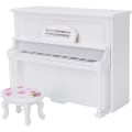 Pikkukuva 1 / 5: 1:12 Mini-pysty piano, nukkekodin puinen piano jakkaralla Elävä mini-talomallin lisävarusteet Urheilutarvikkeet Nuken lisävarusteet (valkoinen)