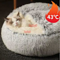 Miniatyrbillede 4 af 4: Fluffy plysj beroligende seng til hunde under 10 kg, vaskbar anti-angst hund seng til små mellemstore hunde, blød varm indendørs donut seng (65 cm, grøn)