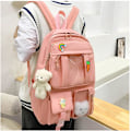 Miniatyrbild 5 av 5: Kawaii 5-delad flickryggsäck för flickor med söta björnaccessoarer, skolmaterial skolväska pennfodral praktisk axelväska-rosa