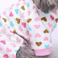 Miniatyrbillede 4 af 5: Hunde Pyjamas Kostumer til Indendørs Udendørs Turtleneck Kærlighedsmønster Komfortable Hvalpe Pyjamas Blød Hunde Jumpsuit Skjorte Bedste Gave 100% Bomuldsfrakke-M