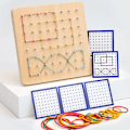 Miniatyrbillede 4 af 5: Træ Geoboard Matematisk Manipulativ Array Blok Geo Board - Grafisk Læring Legetøj med 30 stk Mønsterkort