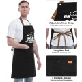 Pikkukuva 3 / 5: Ystävänpäivälahjat aviomiehelle, poikaystävälle, veljelle, hauskat lahjat isälle, BBQ-kokin esiliina 3 taskulla, keittiölahjat - Mr. Good is Cooking