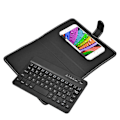 Miniatyrbillede 10 af 10: Bærbar Integreret Mobiltelefon Universal Thai Sprog Bluetooth Beskyttende Læderdækning Tastatur White