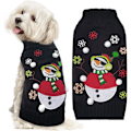 Miniatyrbillede 1 af 5: Julehundetrøjer Jule kæledyr outfit tøj sød sort snemand kostume hvalp kat strikkede trøjer (XS, sort snemand)