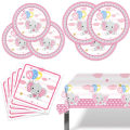 Miniatyrbilde 1 av 5: Søte rosa elefant-artikler Elefant-tema Baby Shower-bordservice inkludert papirplater, servietter og duk (rosa)