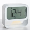 Miniatyrbild 1 av 4: Digital väckarklocka med timer, nattlampa, reseväckarklocka, vit, liten sängklocka, batteridriven, dimbar timer, snooze-funktion