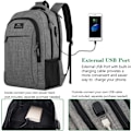 Miniatyrbillede 2 af 5: Rejsetaske til bærbar computer, Business Anti Theft Slim Durable Rygsæk med USB-opladningsport, Vandresistent College-taske til 15,6 tommer bærbar computer, Grå