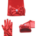 Miniatyrbilde 3 av 3: Lille jenteprinsessehansker (ensfarget lang albue-lengde) for bursdag, bryllup, ferie, kostymefest, rød