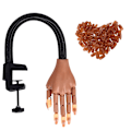 Miniatyrbillede 1 af 5: Professionel negleøvelseshånd til træning, justerbar falsk mannequinhånd med 100 stk. neglespidser, opgraderet DIY-neglevisning, manicure-forsyning