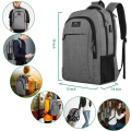 Miniatyrbillede 5 af 5: Rejsetaske til bærbar computer, Business Anti Theft Slim Durable Rygsæk med USB-opladningsport, Vandresistent College-taske til 15,6 tommer bærbar computer, Grå