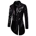 Miniatyrbillede 1 af 2: Mænds Skinnende Sequin Glitter Besat Blazer Jakke Mænds Natklub Prom Suit Blazer Suit Homme Sangers Scene Tøj Smoking Ny Black 2XL