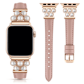 Miniatyrbilde 1 av 10: Passer til Apple watchS10-1 generasjons klokkearmbånd mikrofiber skinn liten midje perle moterem Pink 42mm/44mm/45mm/46mm/49mm