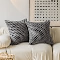 Miniatyrbillede 1 af 5: Pudebetræk 20x20, Dekorative Corduroy Farmhouse Pudebetræk Pudebetræk til Sofa Soveværelse Bil, Sæt af 2, Mørkegrå