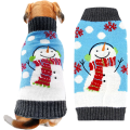Miniatyrbild 1 av 5: Pet Jul Hundtröjor Snögubbe Tryckt Valp Juldräkter Vinter Varma Turtleneck Jumpers Valp Stickade Kläder Kattkläder (XXL, Blå Snögubbe)