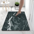 Miniatyrbilde 1 av 5: Diatomitt mikrofiber badematte/40x60cm/Firesjiktet superabsorberende baderomsgulvmatte for baderomsdører, vaskbar badematte cyan tekstur