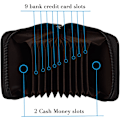 Miniatyrbillede 3 af 5: RFID-blokerende kreditkort etui organizer ægte læder lynlås-sikkerhedspung sort