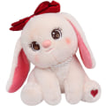 Miniatyrbillede 4 af 5: Sød kanin plyslegetøj, Kawaii kanin bamse plys pude med sløjfe blød plys dukke gaver til drenge piger pink (8.66\")