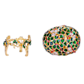 Miniatyrbillede 3 af 4: Faberge stil kløverblad udskåret æg Smykkeskrin 9,5 cm grøn green 9.5 cm