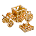 Miniatyrbillede 5 af 7: Faberge stil Kejserligt kronings æg Smykkeskrin med vogn 19 cm gul yellow 19 cm