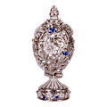 Pikkukuva 1 / 5: Veistetty muna Faberge-tyyliin kukilla ja perhosella 7 cm väri hopea silver. 7 cm