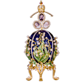 Miniatyrbillede 1 af 5: Faberge stil æg Liljer af dalen med fotorammer og Kejserlig krone 19 cm blå blue 19 cm