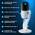 Miniatyrbild 6 av 6: Logitech G Yeti GX Dynamic RGB-spelmikrofon med LIGHTSYNC för PC/Mac - Vit