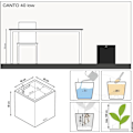 Miniatyrbild 3 av 5: LECHUZA Jardiniere Canto Color Square 40 ALL-IN-ONE Grå 13720