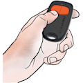 Miniatyrbild 5 av 6: 2-kanals fjärrkontroll - SCS SENTINEL - SimplyControl - Orange, räckvidd 40m, frekvens 433,92 MHz, CR2032 litiumbatteri ingår