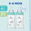 Miniatyrbild 4 av 4: Uppsättning av 3 Dodie Anti -Color Initiation+ flaskor - Glas - 270 ml - 0-6 månader - Rund napp - Flöde 2