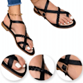 Miniatyrbilde 3 av 4: Dame Sandaler i Vevd Flat - Flettede Stropper, Strand Sandaler For Kvinner, Elegant Sommer